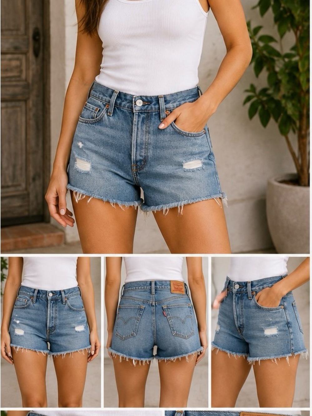 Levi’s 501 Original High Rise Distressed Cut Off Denim Shorts W24